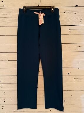 Figs Navy Scrub Pants with Pink Drawstring